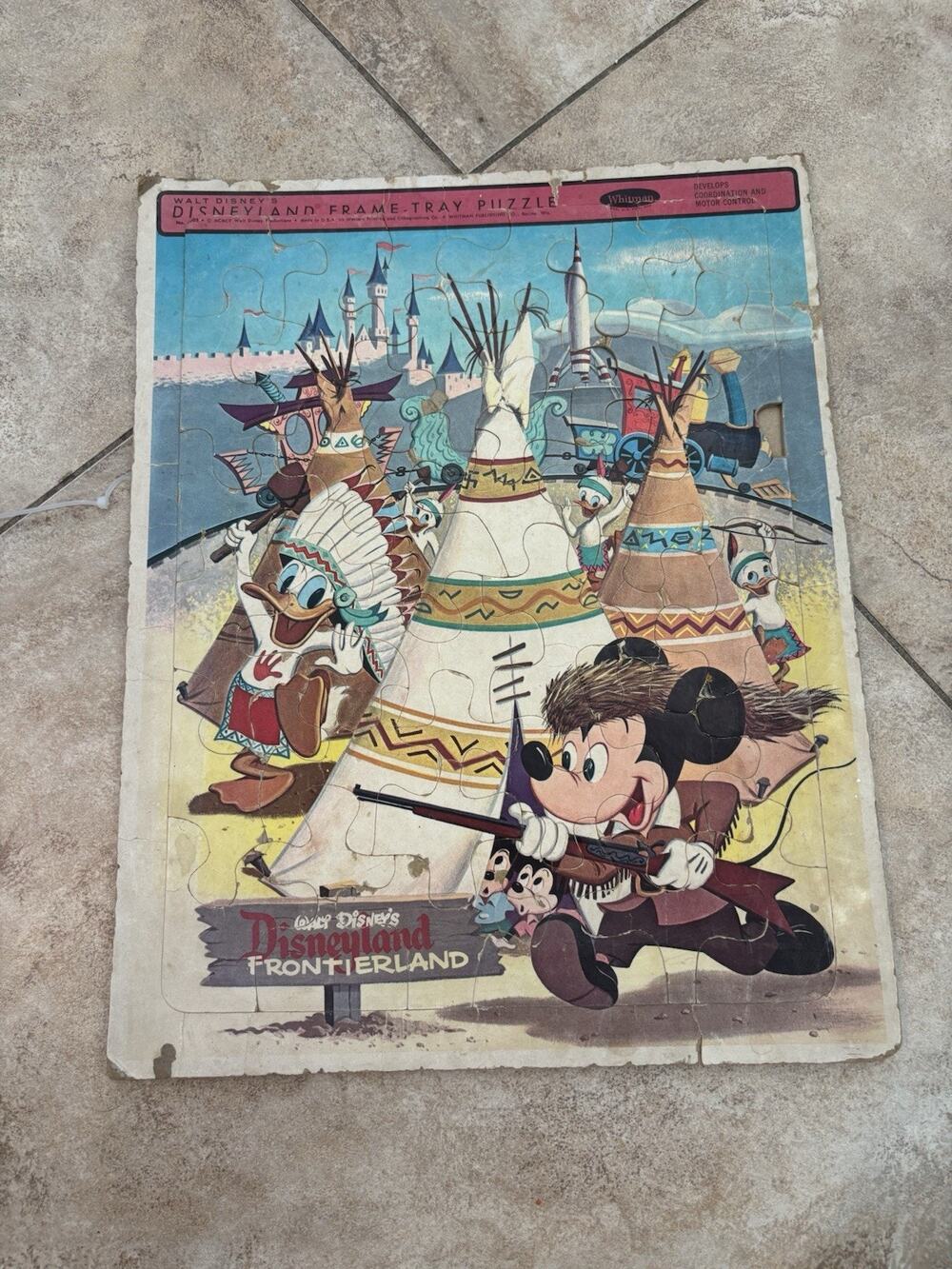 1957 Whitman Walt Disney Disneyland Frontierland Frame Tray Puzzle No 405
